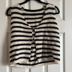 Striped Black and White Knit Vest